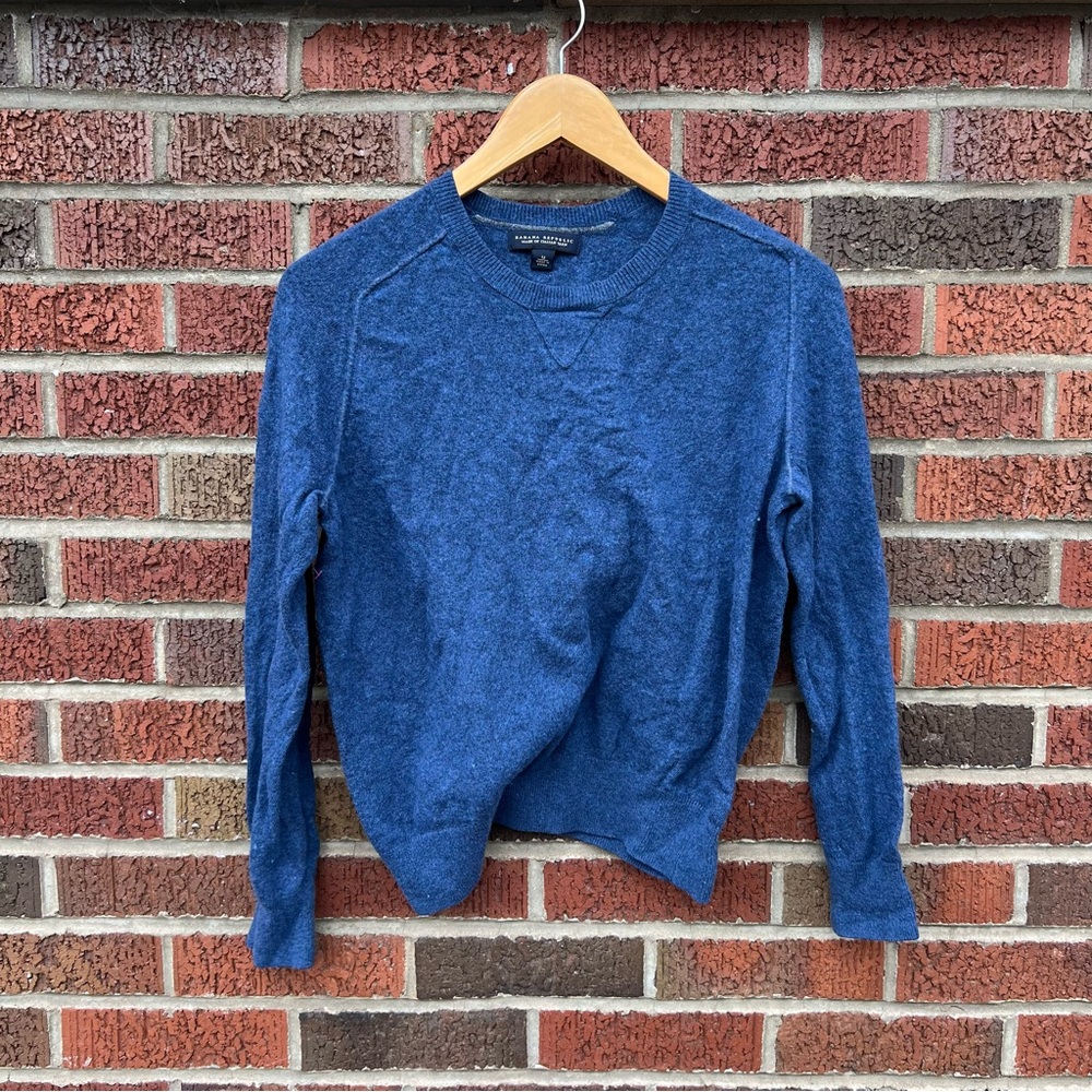 Banana Republic Navy Blue True Blue Italian Yarn Pullover Crewneck Sweater